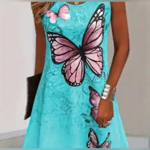 Butterfly Print Sleeveless Dress